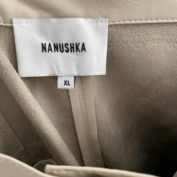 Nanushka "Mitsu" Faux-Leather Pants in Beige, size XL - Picture 6 of 10